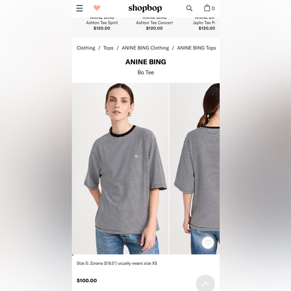 Anine Bing Black and White Striped Tee
